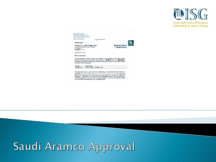 Saudi Aramco Approval 