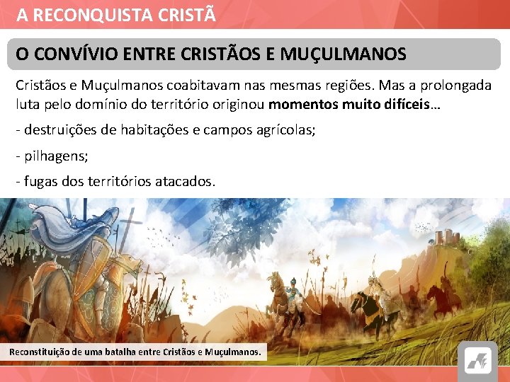 A RECONQUISTA CRISTÃ O CONVÍVIO ENTRE CRISTÃOS E MUÇULMANOS Cristãos e Muçulmanos coabitavam nas