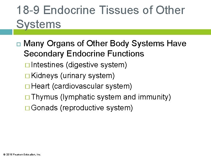 18 -9 Endocrine Tissues of Other Systems Many Organs of Other Body Systems Have