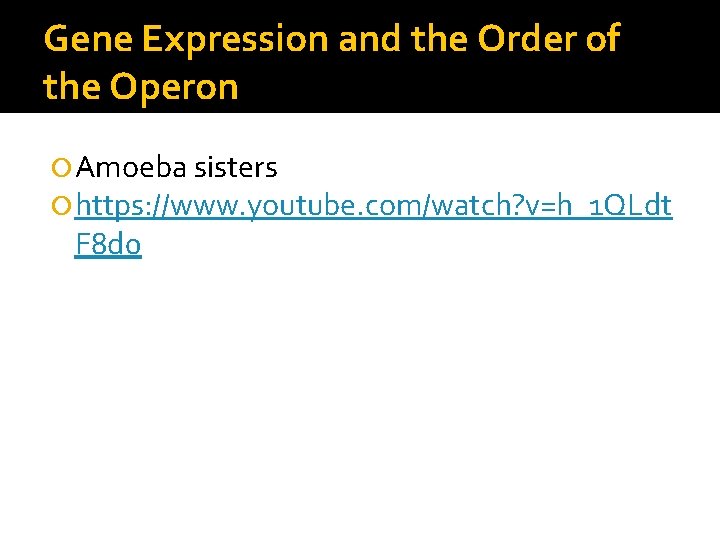 Gene Expression and the Order of the Operon Amoeba sisters https: //www. youtube. com/watch?