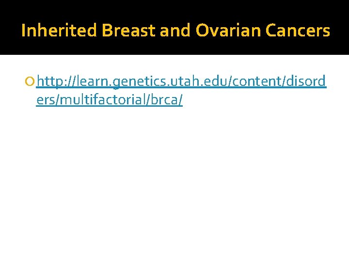 Inherited Breast and Ovarian Cancers http: //learn. genetics. utah. edu/content/disord ers/multifactorial/brca/ 