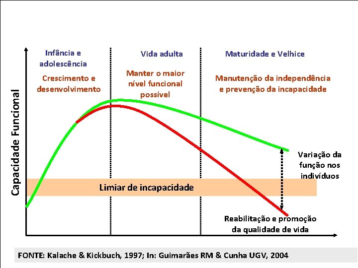 Capacidade Funcional Infância e adolescência Vida adulta Crescimento e desenvolvimento Manter o maior nível