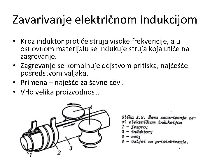 Zavarivanje električnom indukcijom • Kroz induktor protiče struja visoke frekvencije, a u osnovnom materijalu