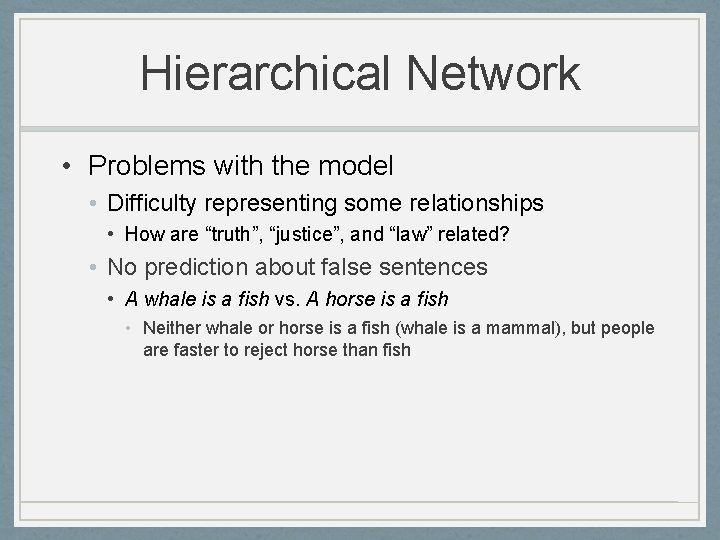 Hierarchical Network • Problems with the model • Difficulty representing some relationships • How