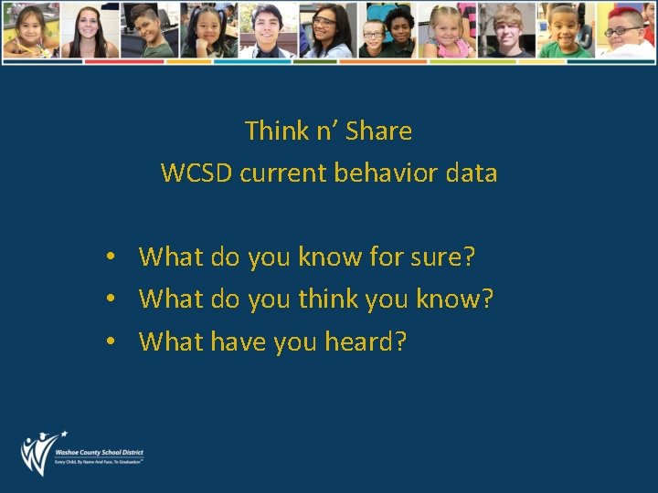 Think n’ Share WCSD current behavior data • What do you know for sure?