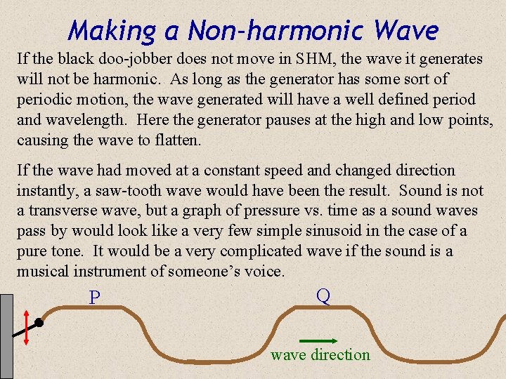 Making a Non-harmonic Wave If the black doo-jobber does not move in SHM, the