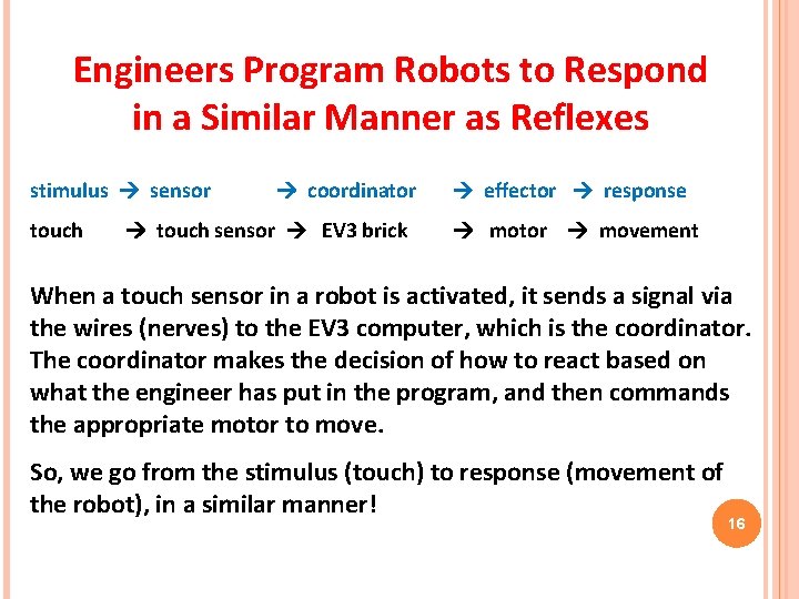 Engineers Program Robots to Respond in a Similar Manner as Reflexes stimulus sensor touch Engineers Program Robots to Respond in a Similar Manner as Reflexes stimulus sensor touch
