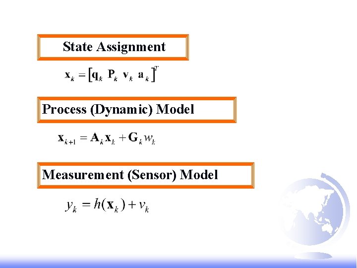 State Assignment Process (Dynamic) Model Measurement (Sensor) Model 