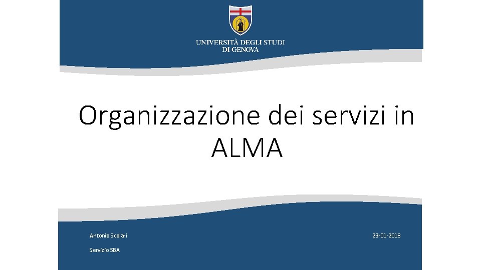 Organizzazione dei servizi in ALMA Antonio Scolari Servizio SBA 23 -01 -2018 