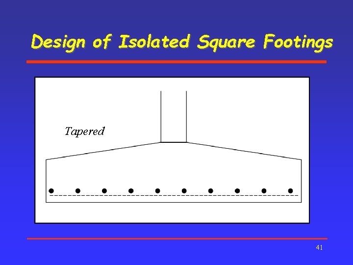Design of Isolated Square Footings Tapered 41 