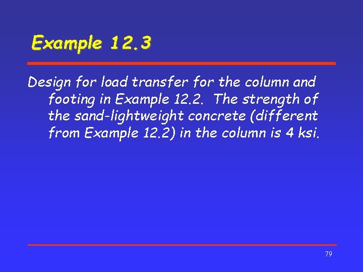 Example 12. 3 Design for load transfer for the column and footing in Example