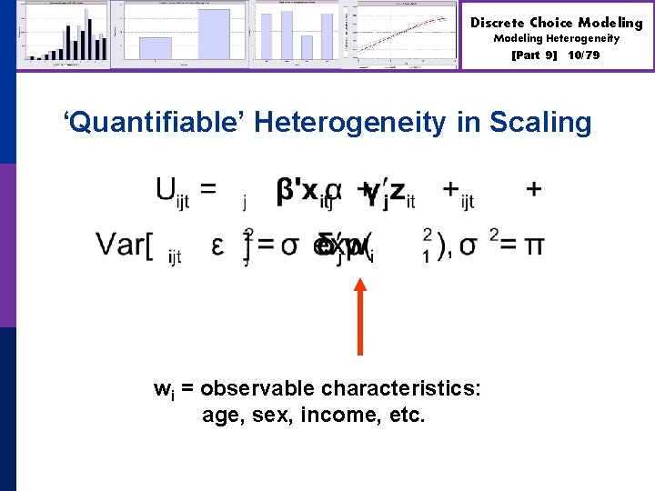 Discrete Choice Modeling Heterogeneity [Part 9] 10/79 ‘Quantifiable’ Heterogeneity in Scaling wi = observable