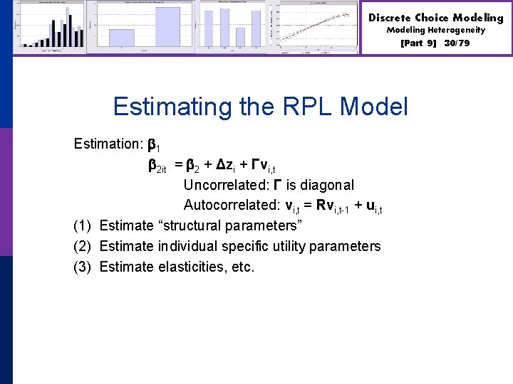 Discrete Choice Modeling Heterogeneity [Part 9] Estimating the RPL Model Estimation: 1 2 it
