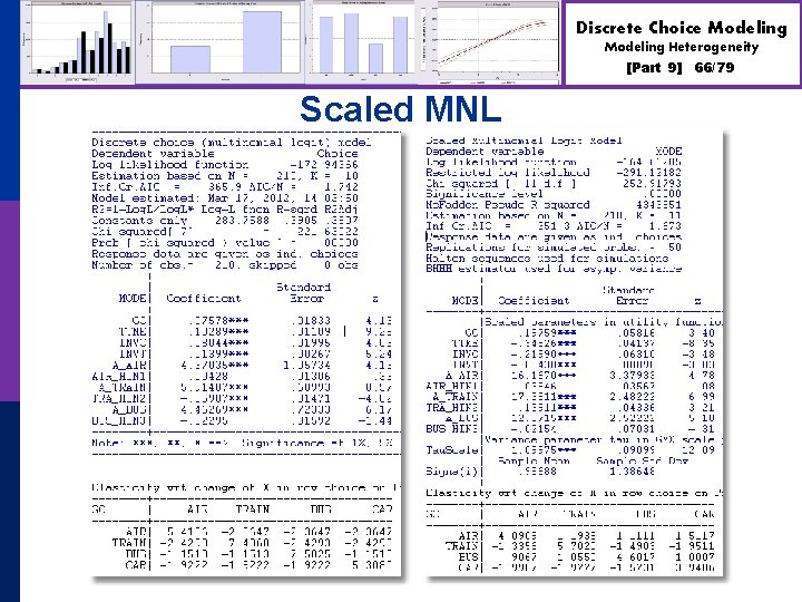 Discrete Choice Modeling Heterogeneity [Part 9] Scaled MNL 66/79 