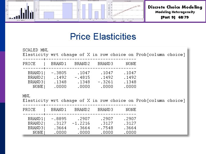 Discrete Choice Modeling Heterogeneity [Part 9] Price Elasticities 68/79 