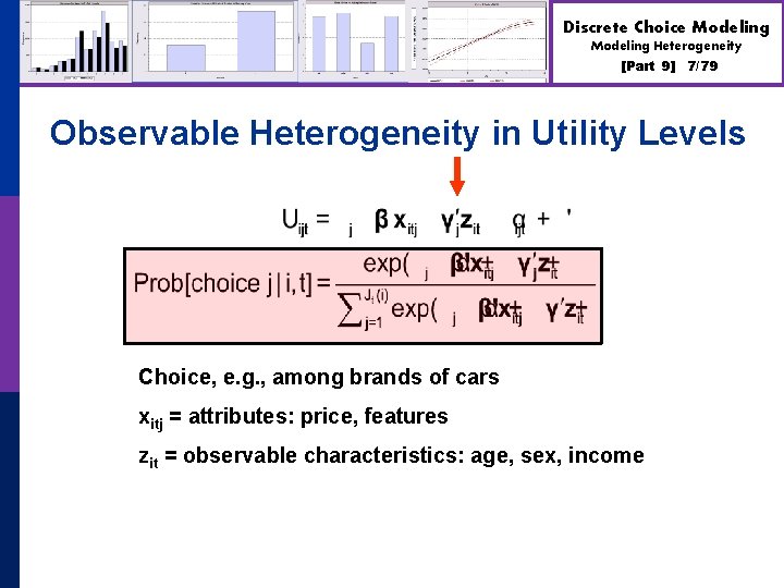 Discrete Choice Modeling Heterogeneity [Part 9] 7/79 Observable Heterogeneity in Utility Levels Choice, e.