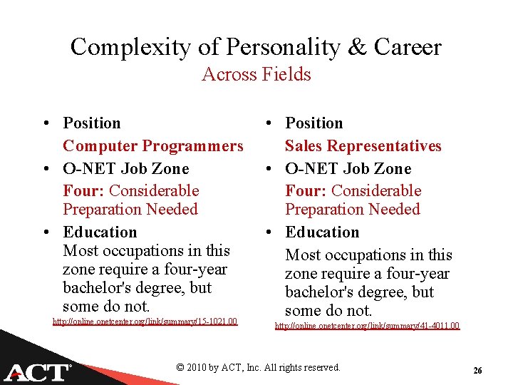 Complexity of Personality & Career Across Fields • Position Computer Programmers • O-NET Job