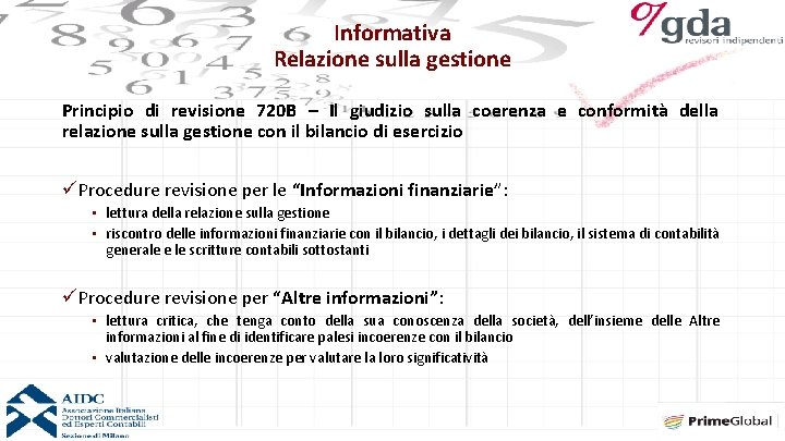 Informativa Relazione sulla gestione Principio di revisione 720 B – Il giudizio sulla coerenza