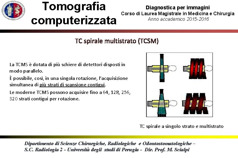 Tomografia computerizzata Diagnostica per immagini Corso di Laurea Magistrale in Medicina e Chirurgia Anno