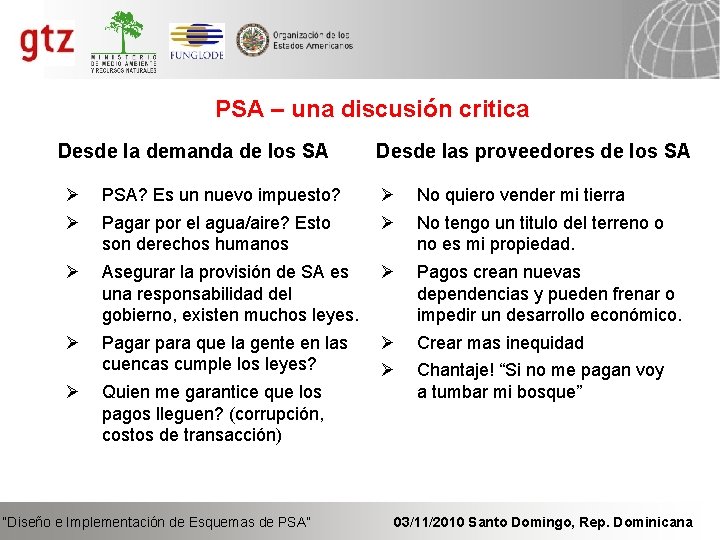 PSA – una discusión critica Desde la demanda de los SA Ø Ø PSA?