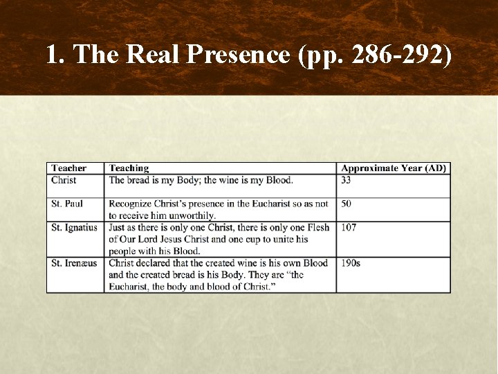 1. The Real Presence (pp. 286 -292) 