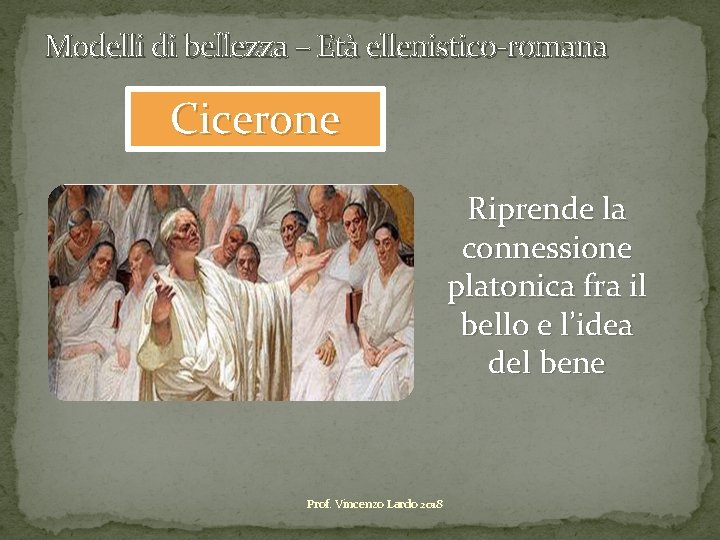 Modelli di bellezza – Età ellenistico-romana Cicerone Riprende la connessione platonica fra il bello