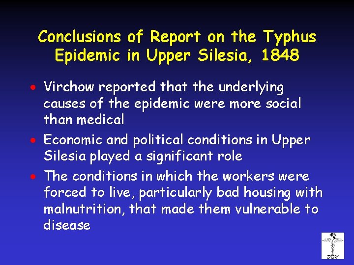 Conclusions of Report on the Typhus Epidemic in Upper Silesia, 1848 · Virchow reported