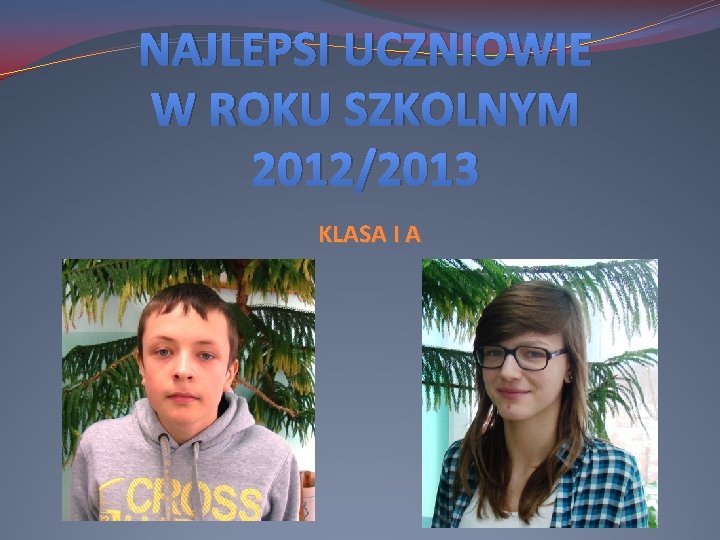 NAJLEPSI UCZNIOWIE W ROKU SZKOLNYM 2012/2013 KLASA I A 