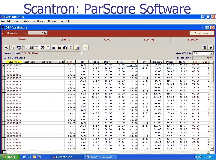 Scantron: Par. Score Software 