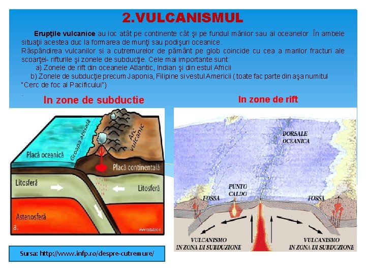 2. VULCANISMUL Erupţile vulcanice au loc atât pe continente cât şi pe fundul mărilor