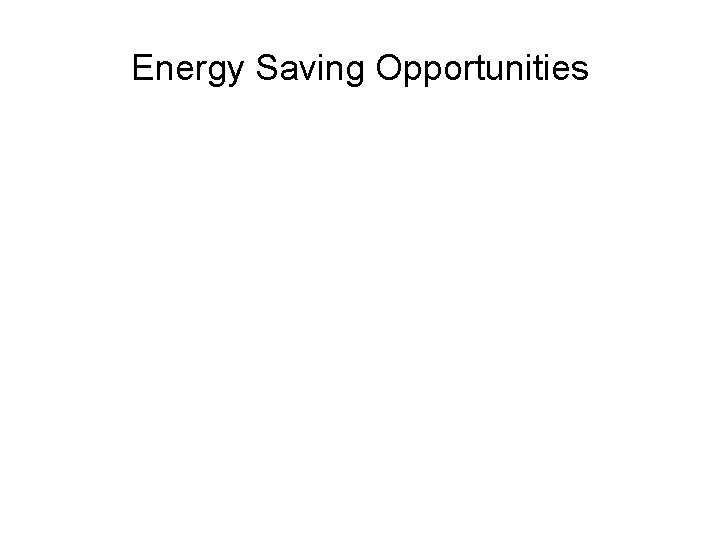 Energy Saving Opportunities 