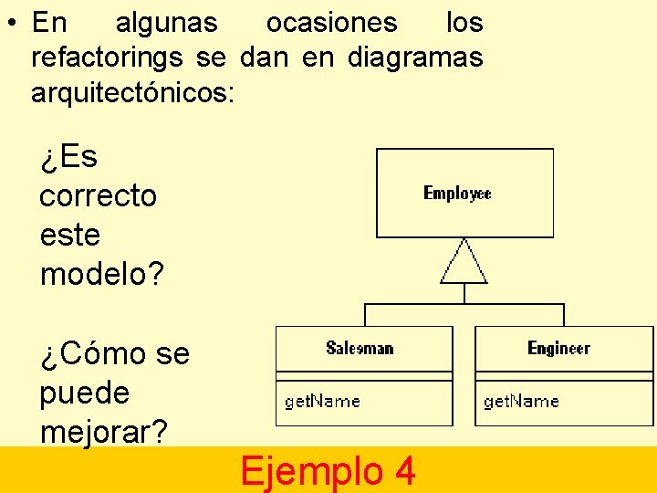  • En algunas ocasiones los refactorings se dan en diagramas arquitectónicos: ¿Es correcto