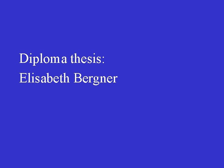 Diploma thesis: Elisabeth Bergner 