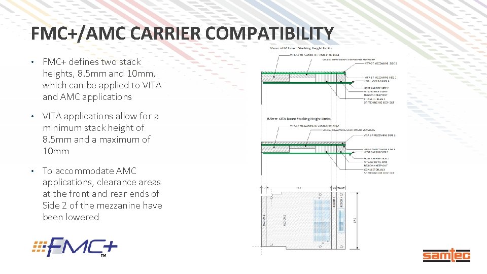 FMC+/AMC CARRIER COMPATIBILITY • FMC+ defines two stack heights, 8. 5 mm and 10