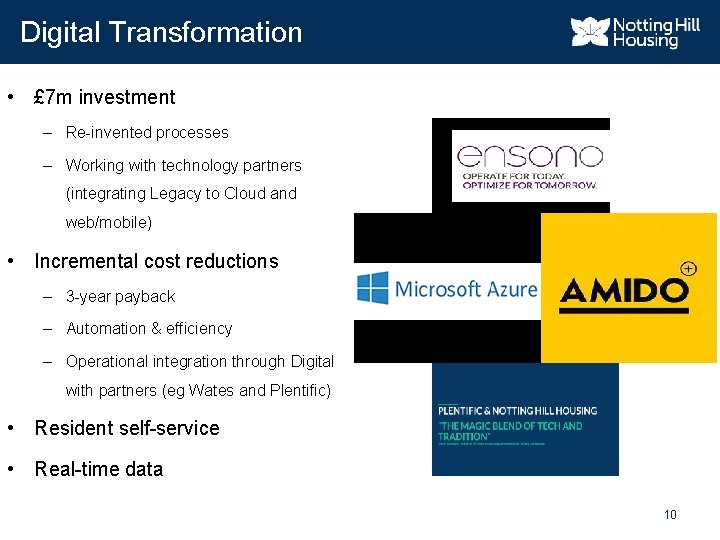 Digital Transformation • £ 7 m investment – Re-invented processes – Working with technology