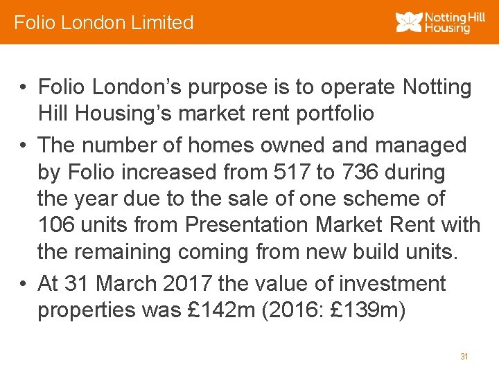 Folio London Limited • Folio London’s purpose is to operate Notting Hill Housing’s market