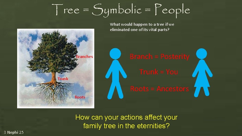 Tree = Symbolic = People What would happen to a tree if we eliminated Tree = Symbolic = People What would happen to a tree if we eliminated