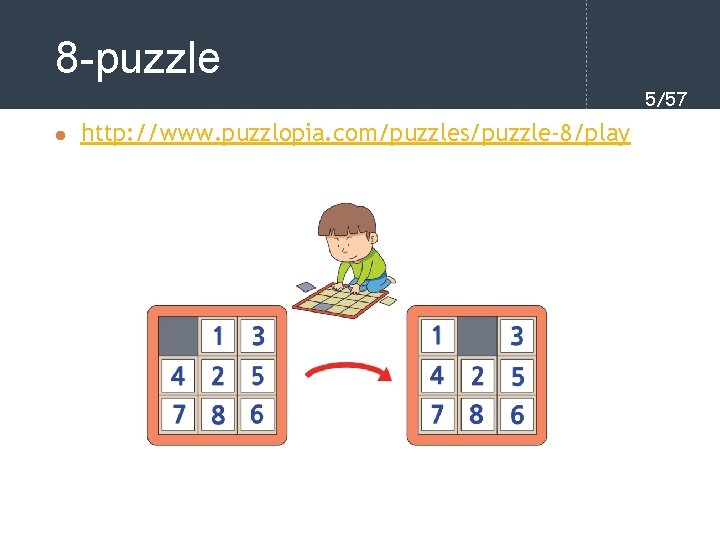 8 -puzzle 5/57 l http: //www. puzzlopia. com/puzzles/puzzle-8/play 