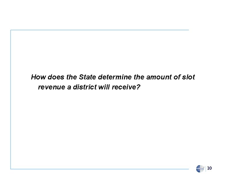 How does the State determine the amount of slot revenue a district will receive?