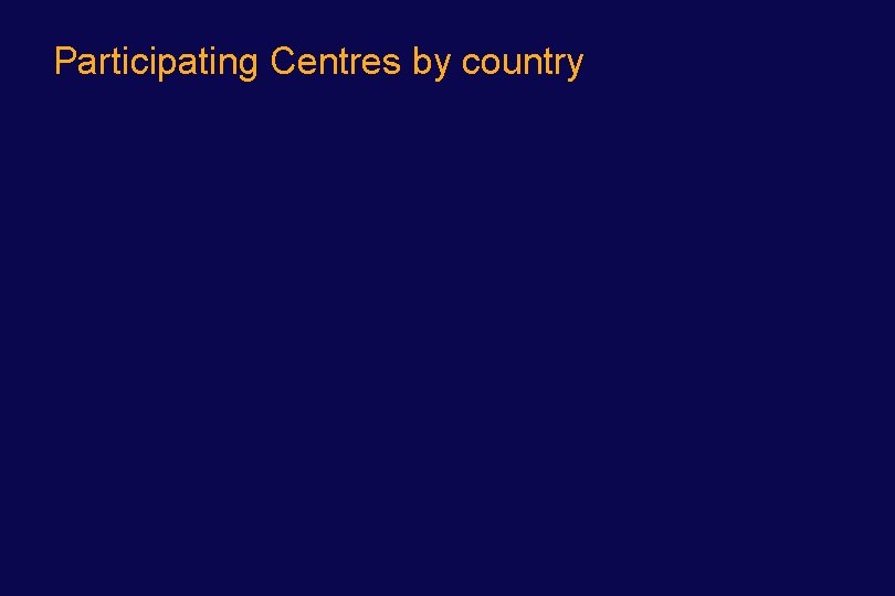 Participating Centres by country 