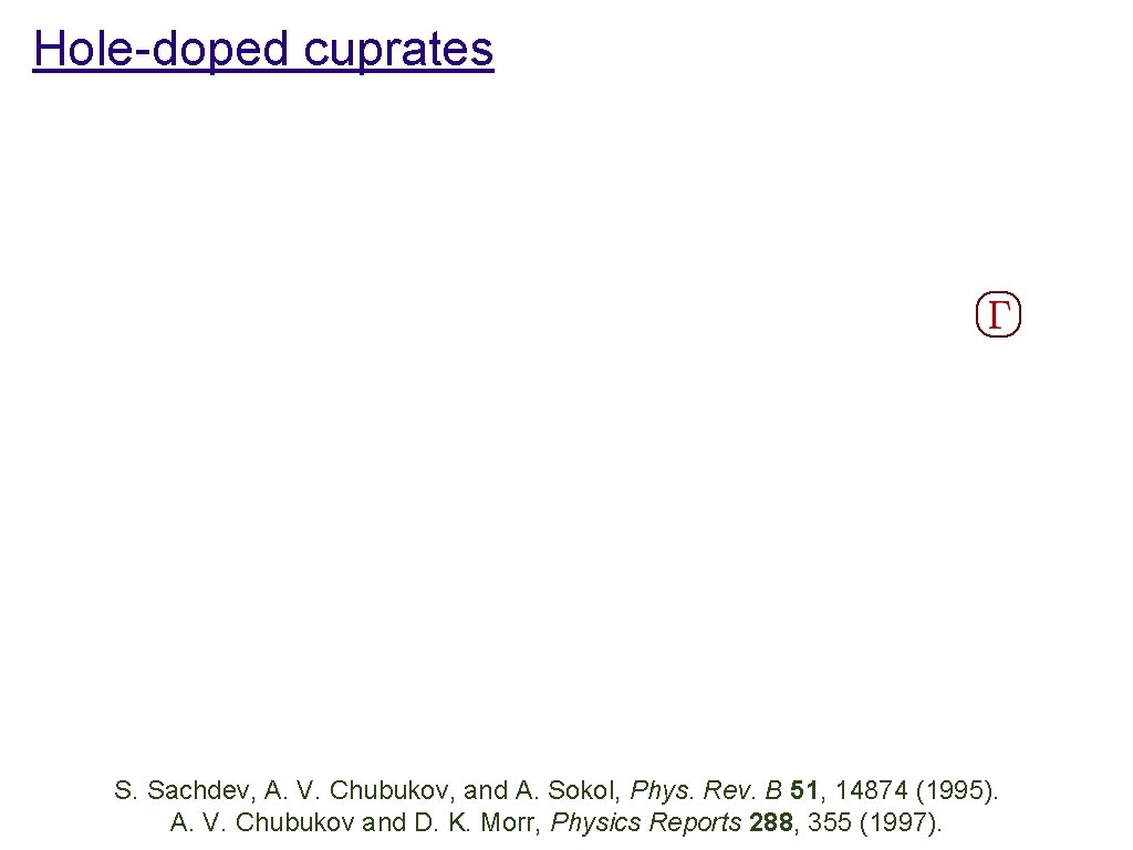 Hole-doped cuprates Hole pockets Electron pockets S. Sachdev, A. V. Chubukov, and A. Sokol,