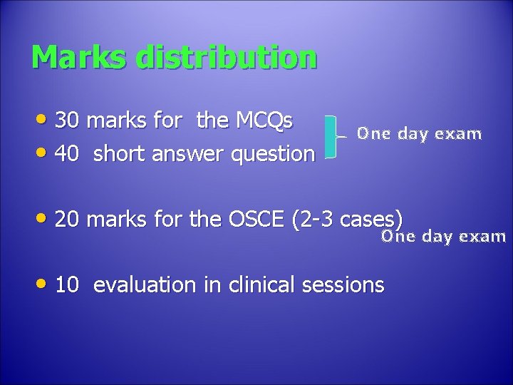 Marks distribution • 30 marks for the MCQs • 40 short answer question One
