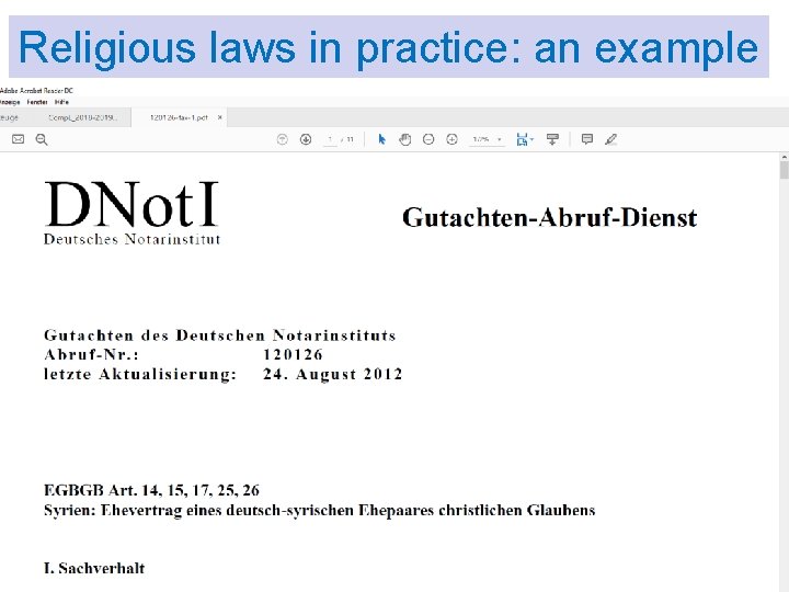 Religious laws in practice: an example 