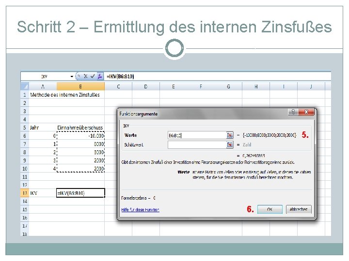 Schritt 2 – Ermittlung des internen Zinsfußes 5. 6. 