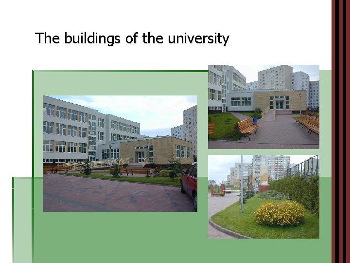 The buildings of the university 