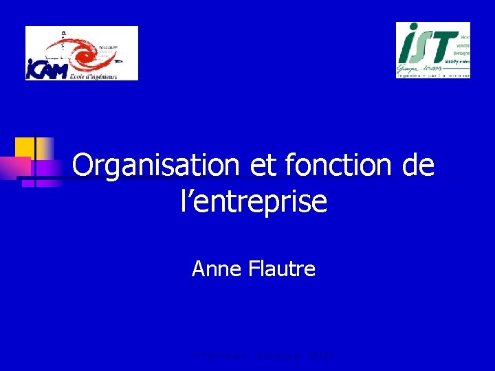 Organisation et fonction de l’entreprise Anne Flautre - sociologue - EMAC Organisation et fonction de l’entreprise Anne Flautre - sociologue - EMAC