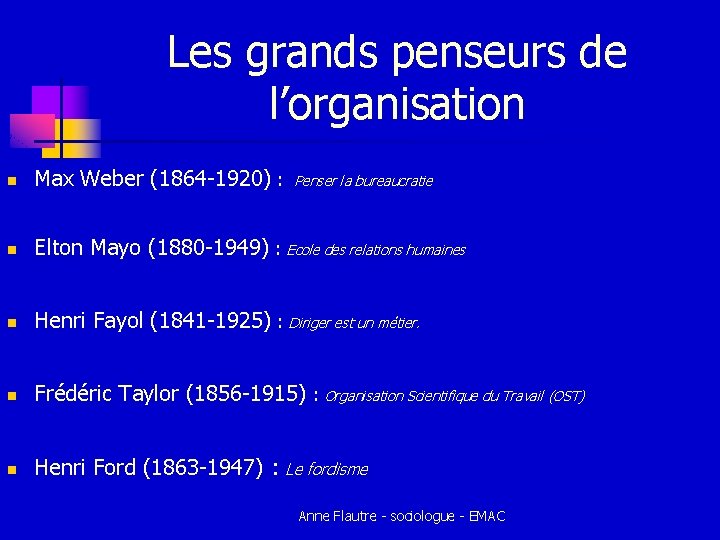 Les grands penseurs de l’organisation n Max Weber (1864 -1920) : Penser la bureaucratie Les grands penseurs de l’organisation n Max Weber (1864 -1920) : Penser la bureaucratie