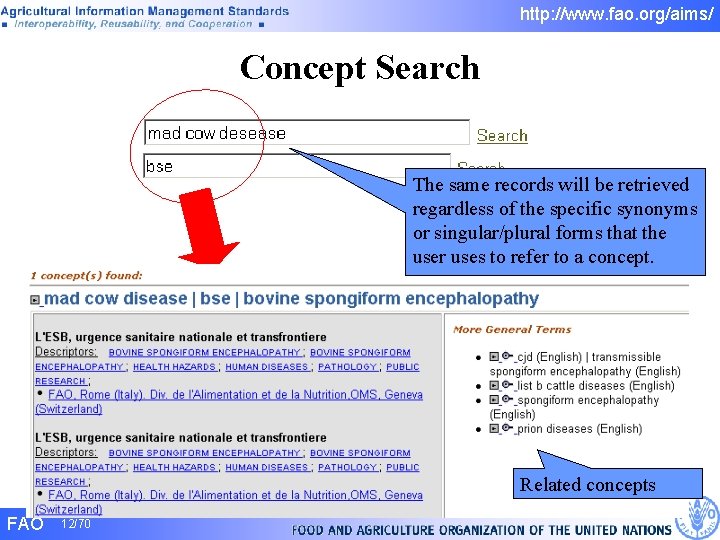 http: //www. fao. org/aims/ Concept Search The same records will be retrieved regardless of http: //www. fao. org/aims/ Concept Search The same records will be retrieved regardless of