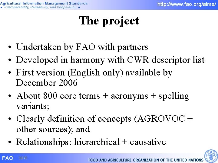 http: //www. fao. org/aims/ The project • Undertaken by FAO with partners • Developed http: //www. fao. org/aims/ The project • Undertaken by FAO with partners • Developed