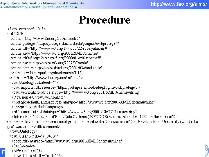 http: //www. fao. org/aims/ Procedure <? xml version="1. 0"? > <rdf: RDF xmlns="http: //www. http: //www. fao. org/aims/ Procedure <? xml version="1. 0"? > <rdf: RDF xmlns="http: //www.